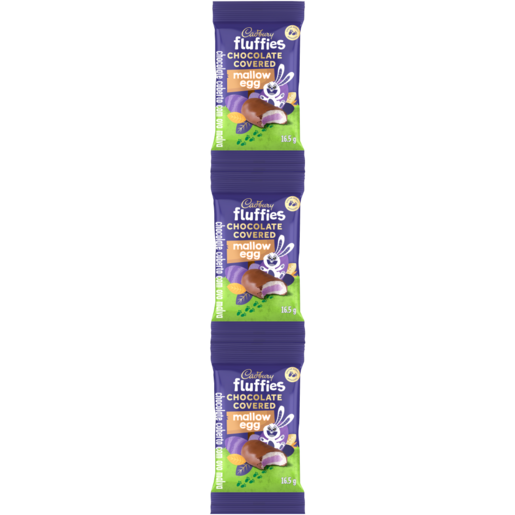Cadbury Fluffies Chocolate Covered Marshmallow Eggs Strips 3 x 16.5g
