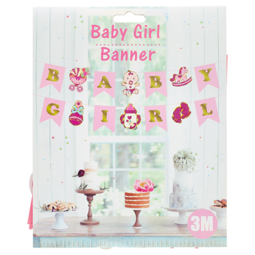 Pink Baby Girl Banner 3m