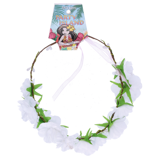 Party Xpress Party Island White Floral Hawaii Headband
