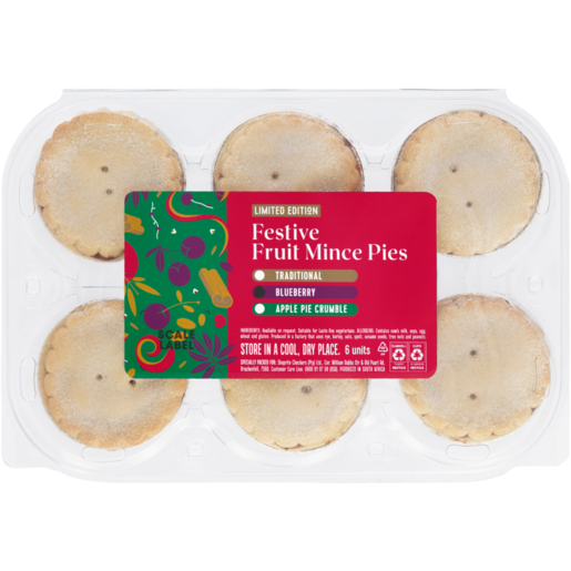 Limited Edition Blueberry Festive Fruit Mince Pies 6 Pack
