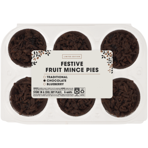 Limited Edition Chocolate Festive Fruit Mince Pies 6 Pack