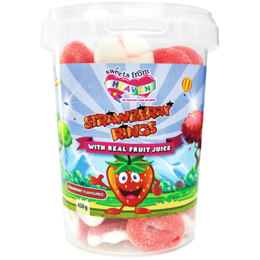 Sweets From Heaven Strawberry Rings Candy Tub 450g