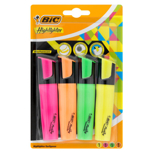 BIC Highlighters 4 Pack (Colour May Vary)