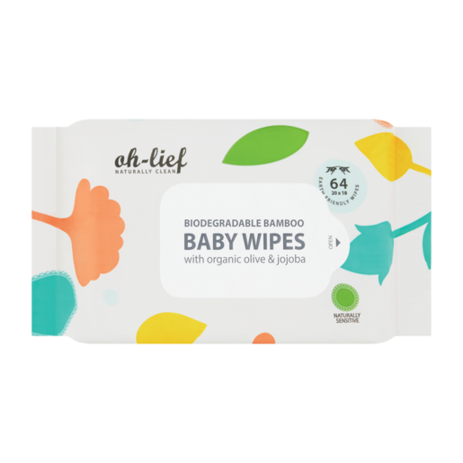 Oh-Lief Biodegradable Bamboo Baby Wipes 64 Pack