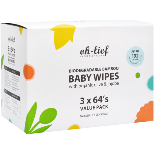Oh-Lief Biodegradable Bamboo Baby Wipes 192 Pack