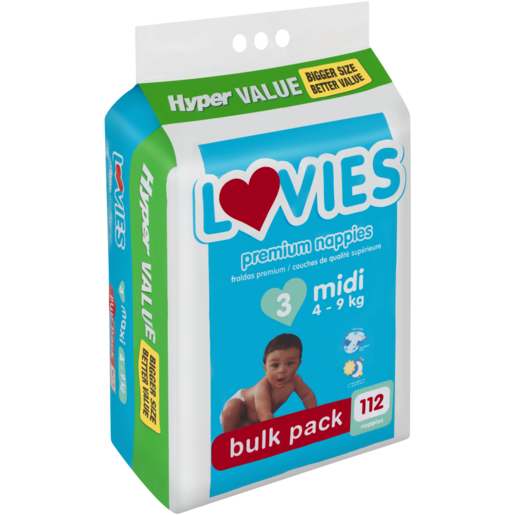 Lovies Hyper Value Midi Premium Nappies 112 Pack