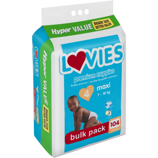 Hyper Value Lovies Maxi Premium Nappies 104 Pack