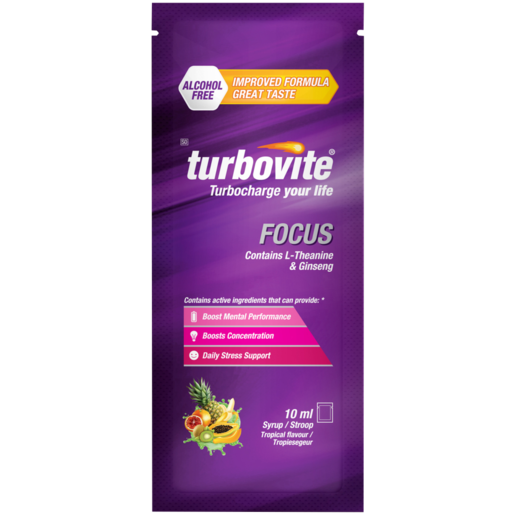 Turbovite Focus Alcohol Free Tropical Flavoured Syrup Sachet 10ml