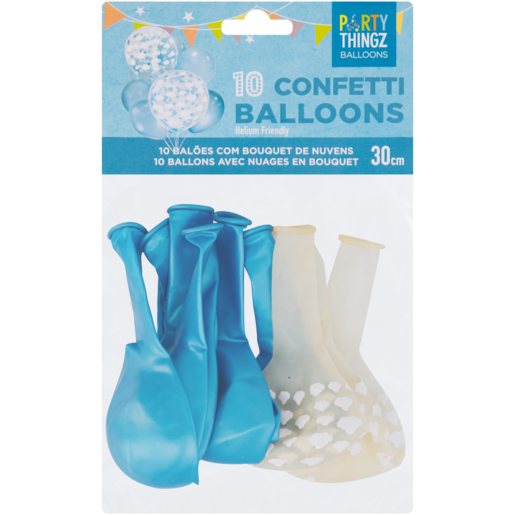 Party Thingz Light Blue Confetti Balloons 10 Pack