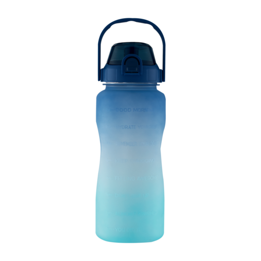 Blue PETG Bottle With Straw 2L