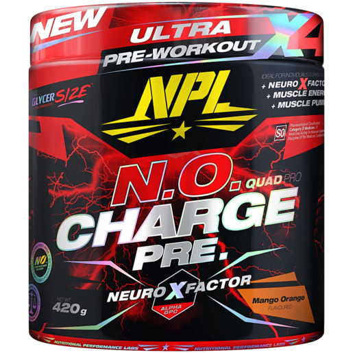 NPL N.O Charge Mango Orange Flavoured Ultra Pre-Workout 420g