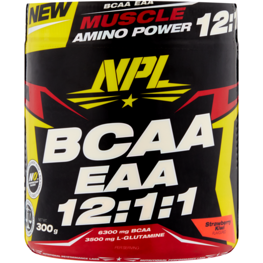 NPL Strawberry Kiwi Flavoured BCAA Muscle Amino Powder 300g 