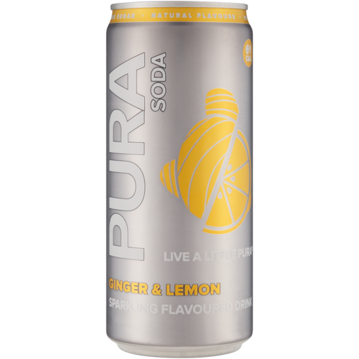 Pura Ginger & Lemon Flavoured Sparkling Drink Can 300ml