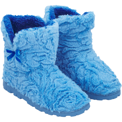 Ladies Blue Rose Boot Slippers