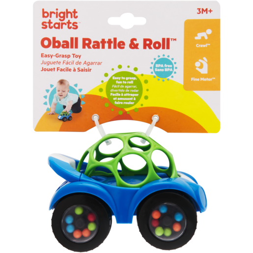 Bright Starts Oball Blue Rattle & Roll Toy 3 Months +