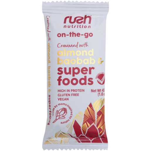 Rush Nutrition On-The-Go Almond, Baobab & Super Foods Bar 45g
