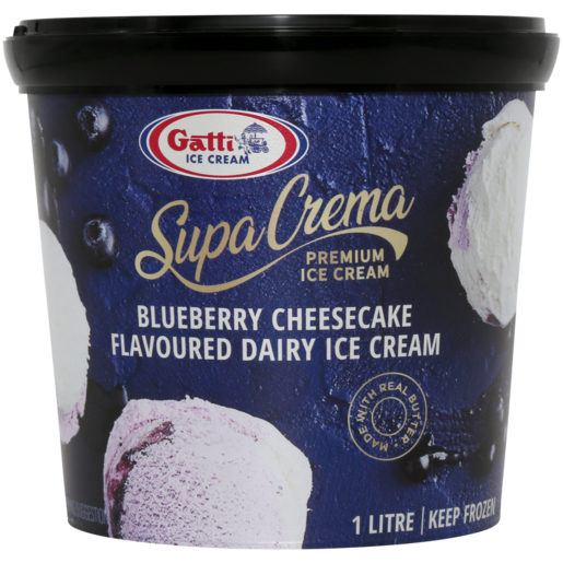 Gatti Ice Cream Supa Crema Blueberry Cheesecake Dairy Ice Cream 1L