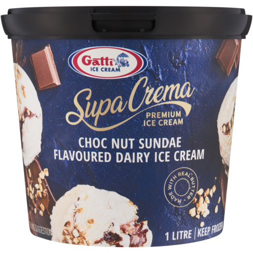 Gatti Ice Cream Supa Crema Choc Nut Sundae Premium Dairy Ice Cream 1L