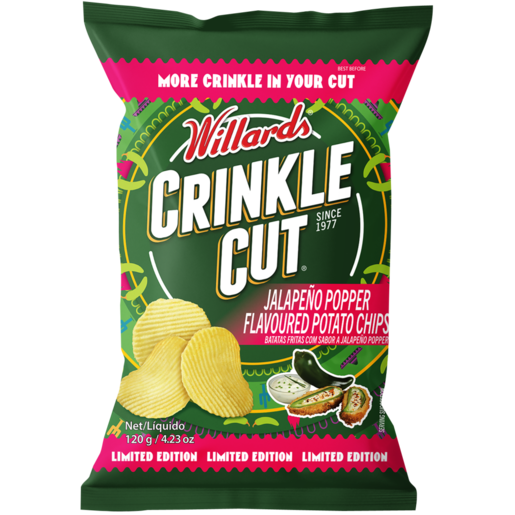 Willards Crinkle Cut Jalapeño Popper Flavour Potato Chips 120g
