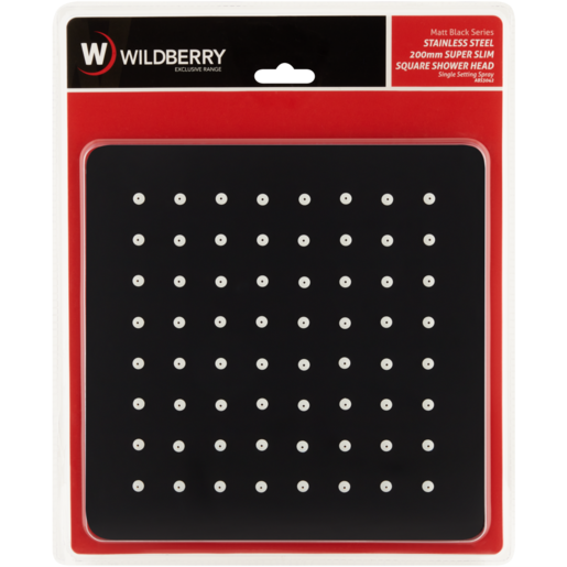 Wildberry Matte Black Super Slim Square Shower Head 200mm
