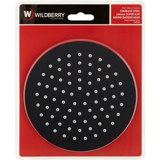 Wildberry Matte Black Super Slim Round Shower Head 200mm