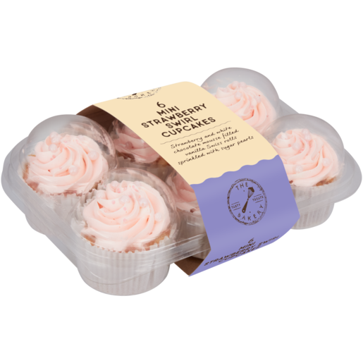 The Bakery Strawberry Swirl Mini Cupcakes 6 Pack