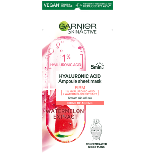 Garnier Watermelon Extract Hyaluronic Acid Firming Ampoule Sheet Mask 15g