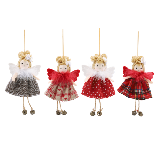 Santa's Choice Doll With Gingham Dress Christmas Tree Decoration (Assorted Item - Supplied At Random)