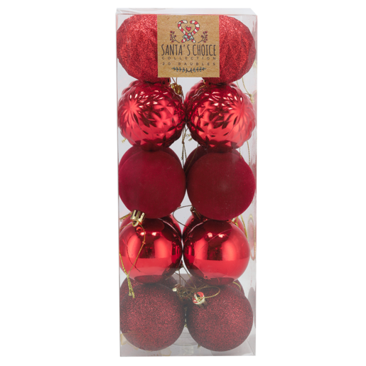 Santa's Choice Red Christmas Balls 60mm 20 Pack