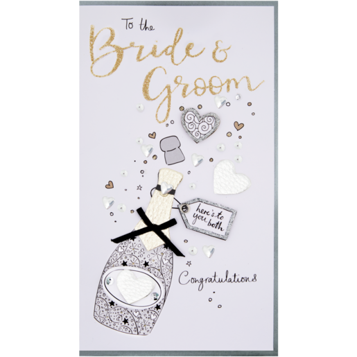 Second Nature Silver & Gold Bride & Groom Wedding Day Card