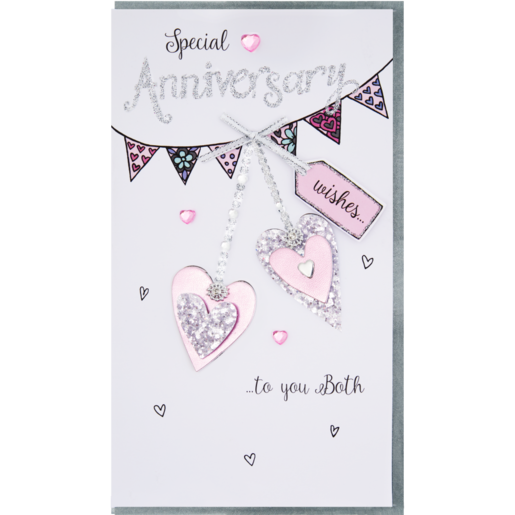 Second Nature Pink Hearts Themed Anniversary Card