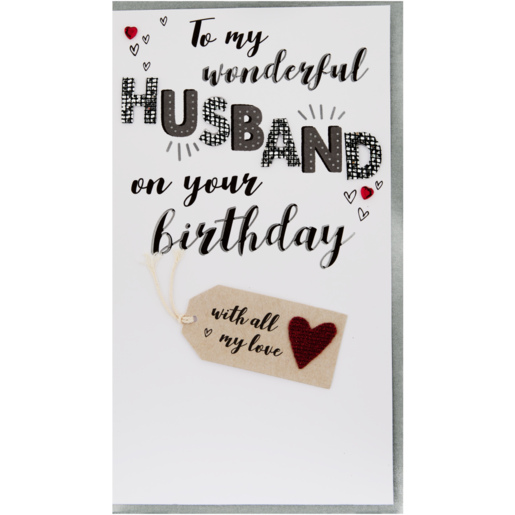 Second Nature Silver Glitter Themed Husband Birthday Card