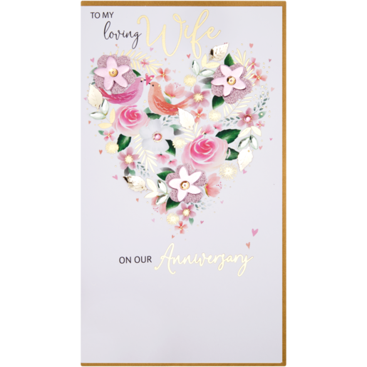Second Nature Flower Heart Wife Anniversary Day Card