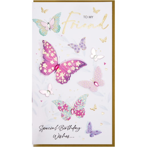 Second Nature Butterfly Themed Friend Happy Birthday Card