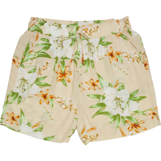Peach Ladies S-XXL Floral Printed Shorts, Shorts