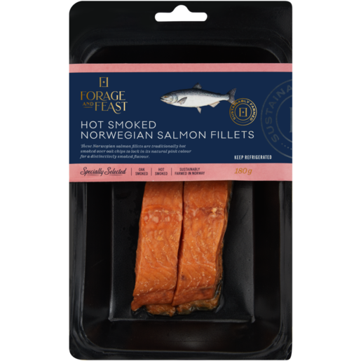 Forage And Feast Hot Smoked Norwegian Salmon Fillets 180g 