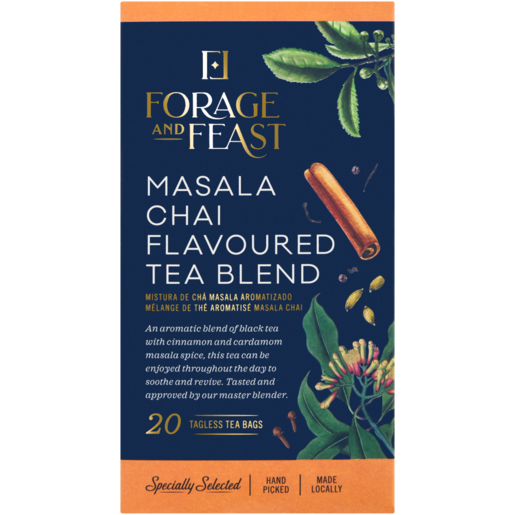 Forage And Feast Masala Chai Flavoured Blend Tagless Teabags 20 Pack