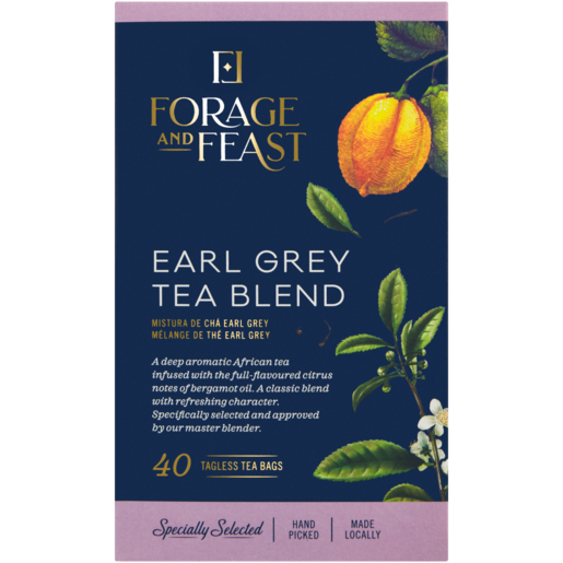 Forage And Feast Earl Grey Tea Blend Tagless Teabags 40 Pack