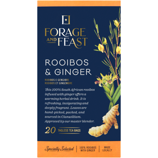 Forage And Feast Rooibos & Ginger Tagless Teabags 20 Pack
