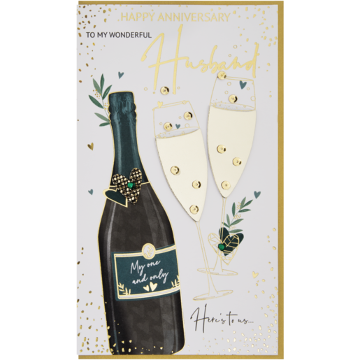 Second Nature Champagne Themed Husband Happy Anniversary Card