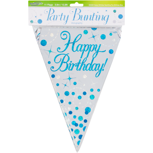 Oaktree UK Blue Happy Birthday Sparkling Fizz Bunting