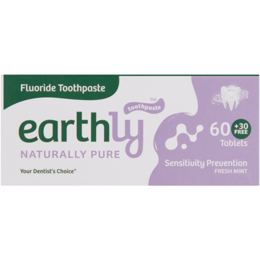 Earthly Sensitivity Protection Fresh Mint Fluoride Toothpaste 90 Tablets
