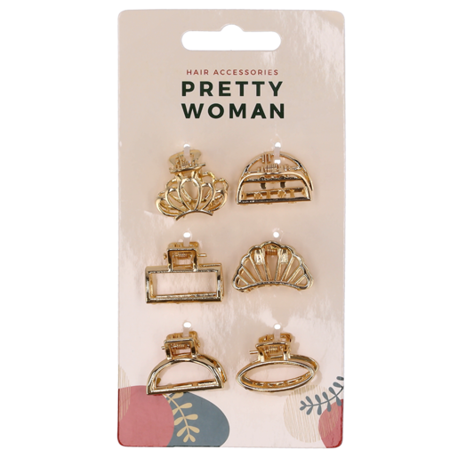 Pretty Woman Sea Side Metallic Mini Clip Claws 6 Piece