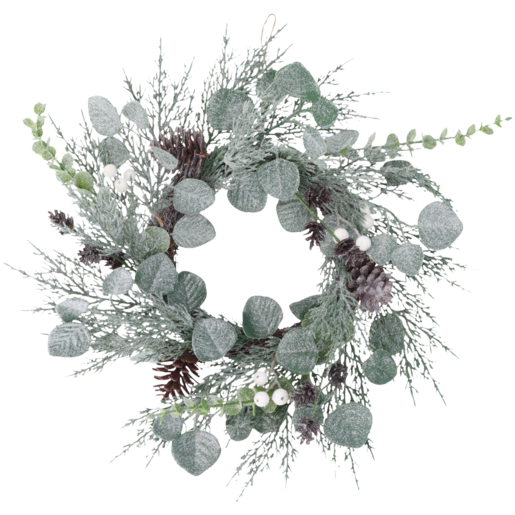 Christmas Wreath Leaves With White Berries 40cm