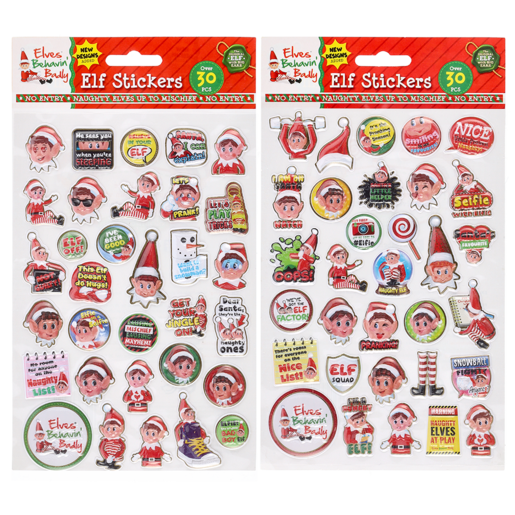 Elf Stickers 30 Piece (Design May Vary)