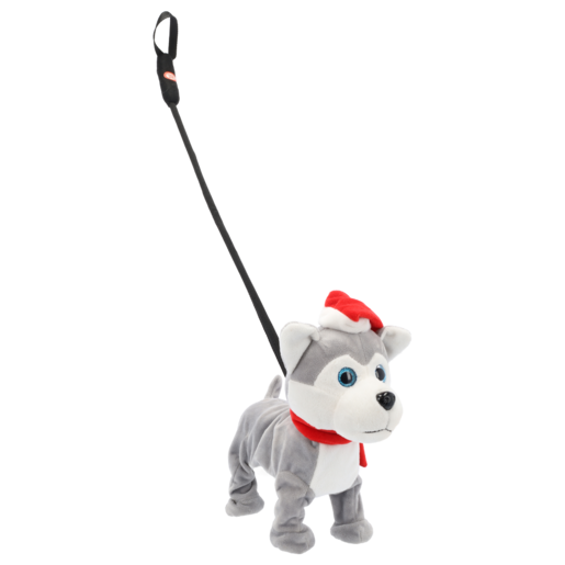 Christmas Automated Walking Dog On Leash 25cm