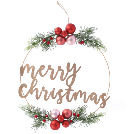 Merry Xmas Metal Wreath 35cm