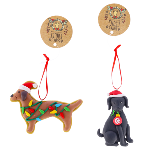 Santa's Choice Clay Dog Christmas Tree Decoration (Assorted Item - Supplied At Random)