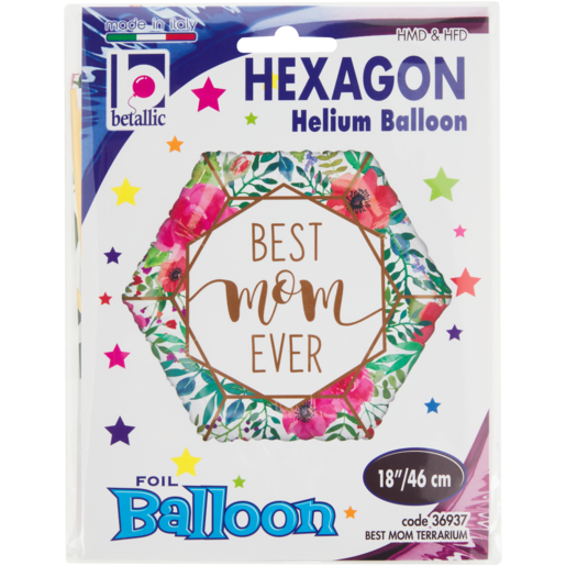 Betallic Hexagon Best Mom Ever Terrarium Foil Balloon 46cm