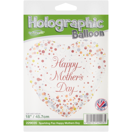 Oaktree UK Sparkling Fizz Happy Mother's Day Holographic Balloon 45.7cm